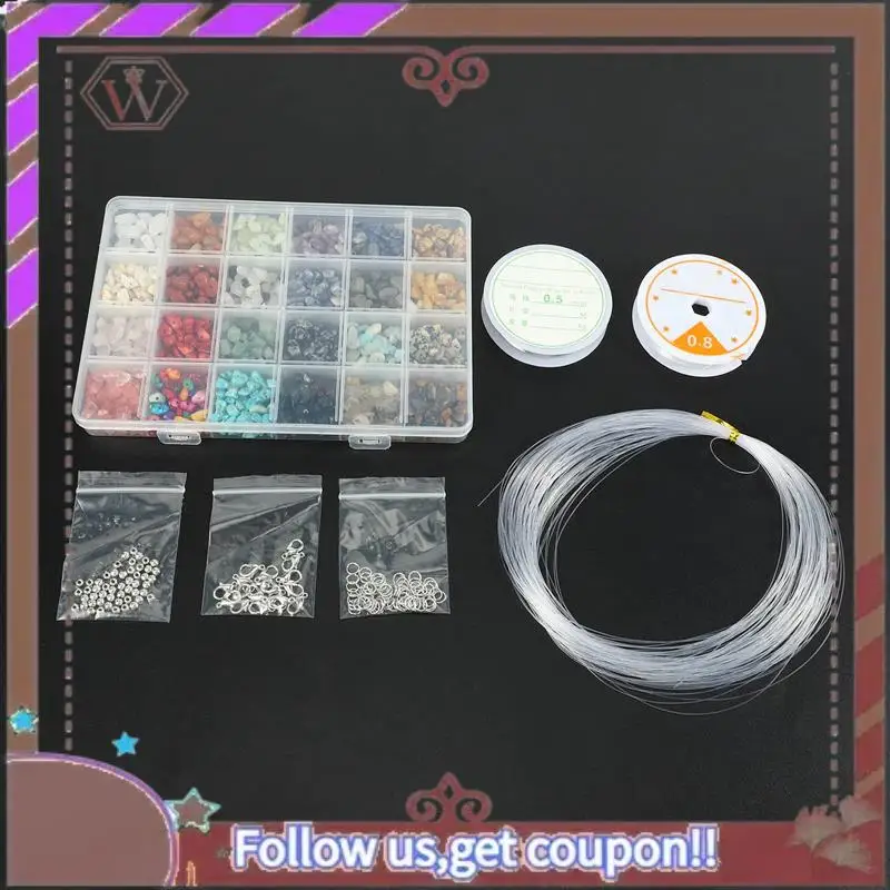 

(New)-3969Pcs Irregular Gemstone Beads Kit With Spacer Beads Lobster Clasps Elastic Jump Rings For DIY Jewelry Making Supplies