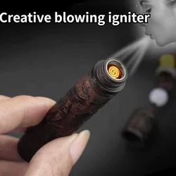 Personalized and creative fire folding incense wood carving portable igniter windproof outdoor camping lighter cigarette gift