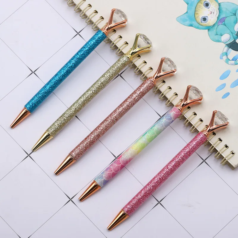 

Цельная шариковая ручка высокого качества, школьные канцелярские принадлежности, свадебные канцелярские принадлежности, кристалл, бриллиант, металл, розовое золото, роскошный вращающийся