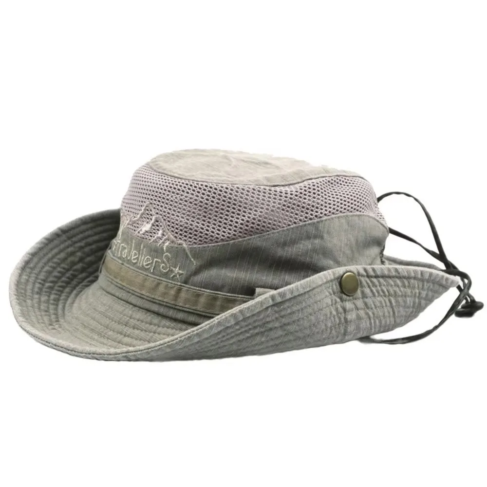 Fashion Mesh Bucket Hat Cotton Sun Protector Sun Cap Wide Brim Breathable Panama Cap Summer
