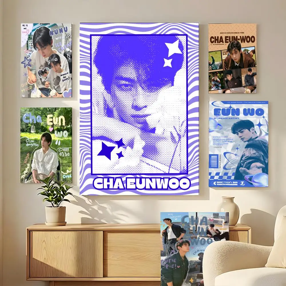 Kpop Cha E-Eun W-Woo Painting Calligraphy Wall Art HD Canvas Oil Painting Posters Prints Home Bedroom Living Room Decor Gift