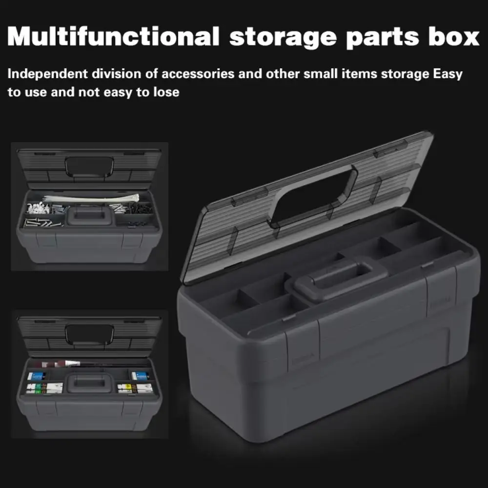 Multi-Functional 17inch Tool Storage Box Heavy Duty Double Layer Household Tool Case PP Plastic Waterproof Tool Organizer Car