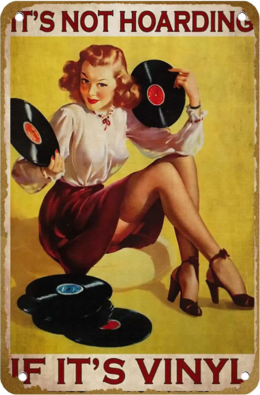Music It'S Not Hoarding If It'S Vinyl Poster Vintage Metal Tin sign Logo Family Club Bar Cafe Bedroom Art Wall Decoratio si sign