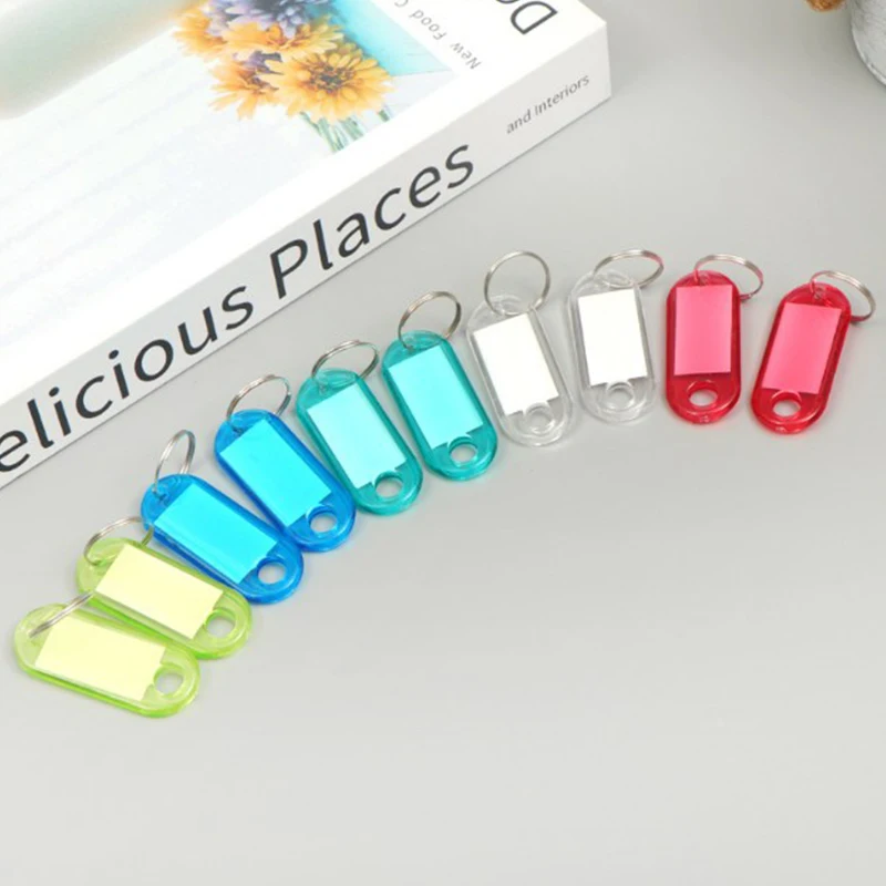 10PCS Plastic Clear Classification Plate Key Tags Label Numbered Name Baggage Tag ID Label Name Tags With Split Rings