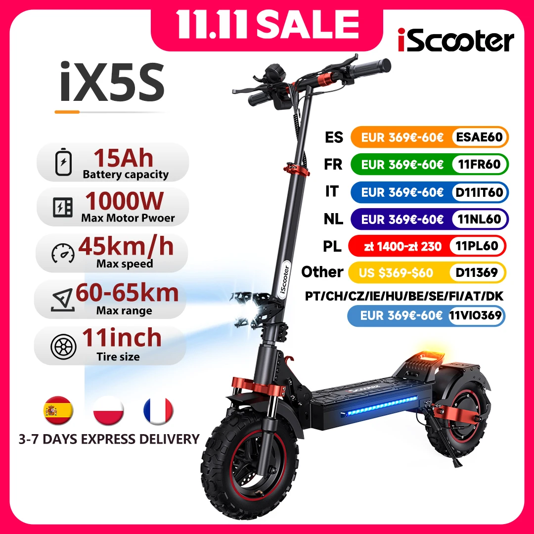 iScooter iX5S elektromos roller 1000W 11 hüvelyk