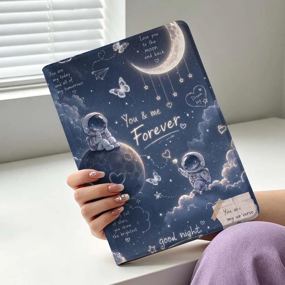 Cartoon Astronaut Art For Samsung Galaxy Tab S11 S10 S9 S8 S7 S6 A11 A10.1 A9 A8 A7 Ultra FE Plus Soft Tablet Case Gift