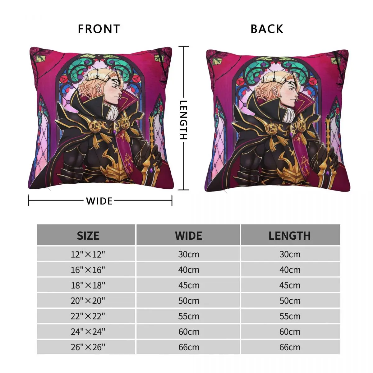 Fire Emblem King Xander Square Pillowcase Polyester Linen Velvet Printed Zip Decorative Room Cushion Case