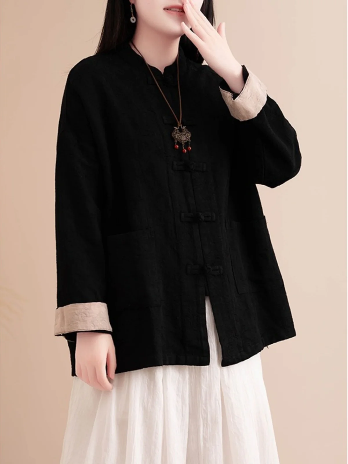 Retro Cotton Linen irt Coat Women's Spring Autumn New Chinese Sle National Trend Embroidery Improved Tang Costume Linen O...