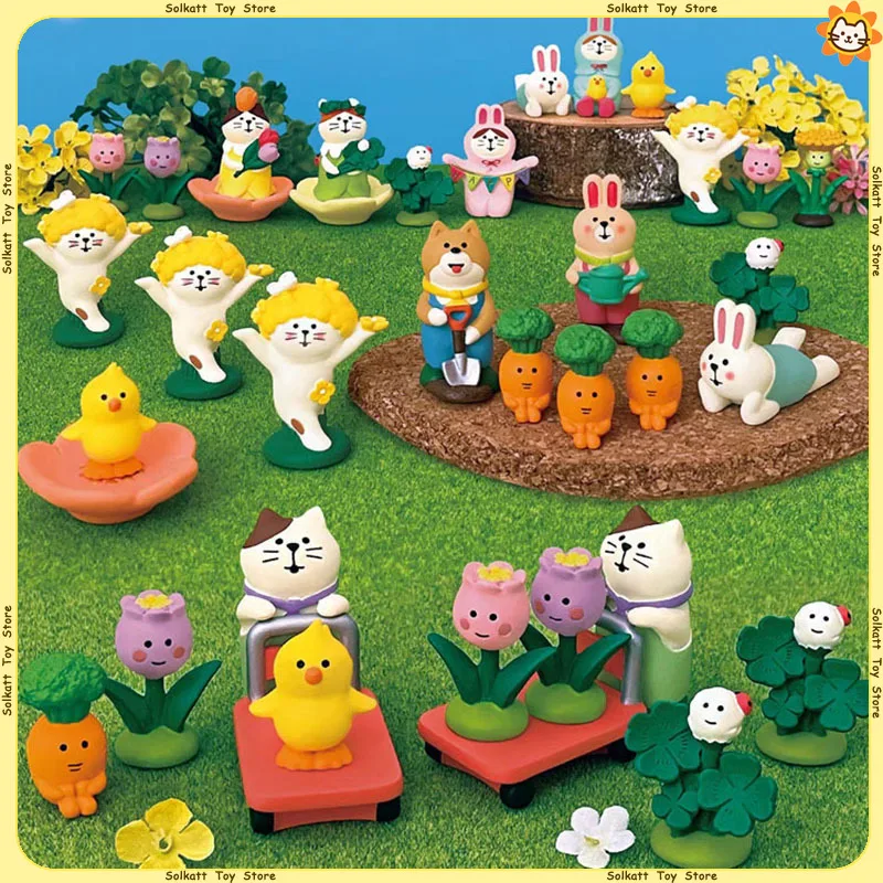 Spring Themed Zakka Figurines Rabbit Tulip Potted Kawaii Easter Eggs Miniatures Japanese Style Desktop Home Decor Resin Gifts