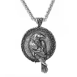 Amulet Necklace Viking Crow Men's Pendant Blackbird Celtic Crow Hip Hop Trend Necklace Men's Fashion Jewelry Couples Necklace