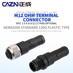Factory MEA2000 Waterproof IP67 M12 5 Pin 120 Ohm Plug 2 4 Poles Plastic Electronics Female Male Connectors