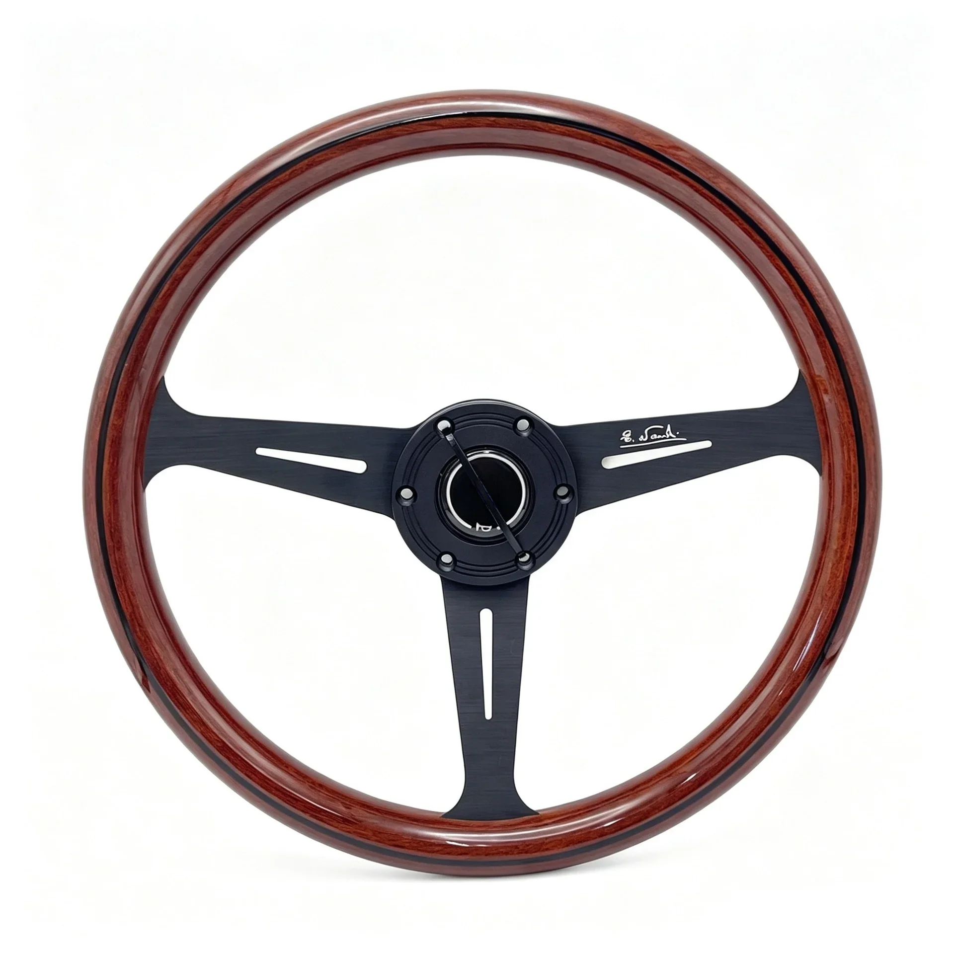 14 Inch Wood Grain Steering Wheel Classic Retro 3 Spoke Concave Deep Dish Drift Modified Universal Vintage Car Interior Ornament