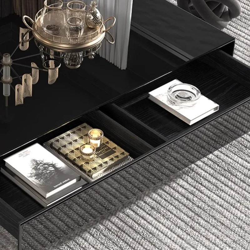 Unique Modern Luxury Coffee Table Black Designer Drawer Space Saving Coffee Table Living Room Mesa Centro Salon Furniture Home