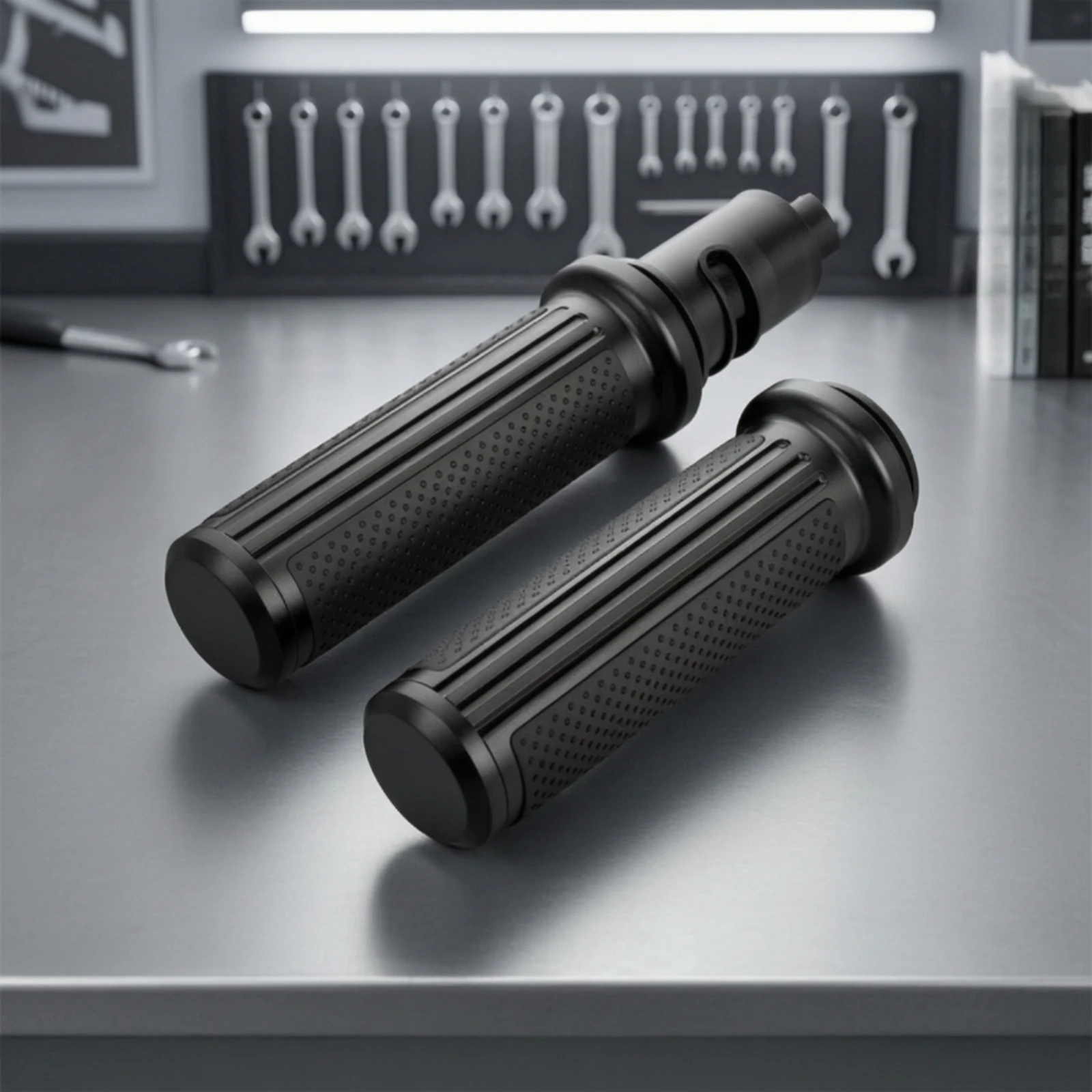 Motorcycle Hand Grips with Bar End Cap Textured Motorcycle Handlebar Grips Bar End Cap Plug Non-Slip Aftermarket