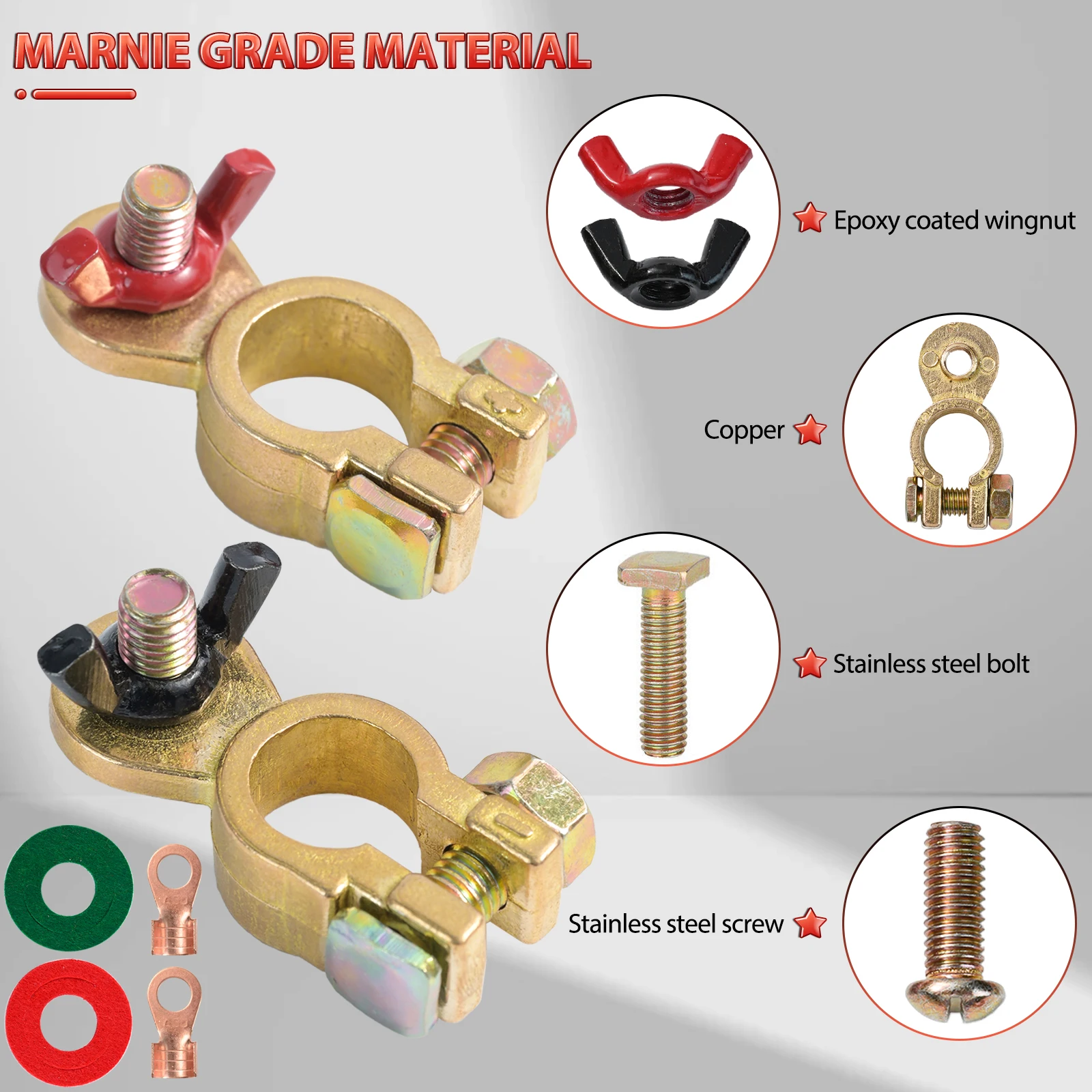 محطة بطارية نحاسية صلبة ، موصل - مراجعة Battery Terminal Clamps Quick Release Brass وسعره