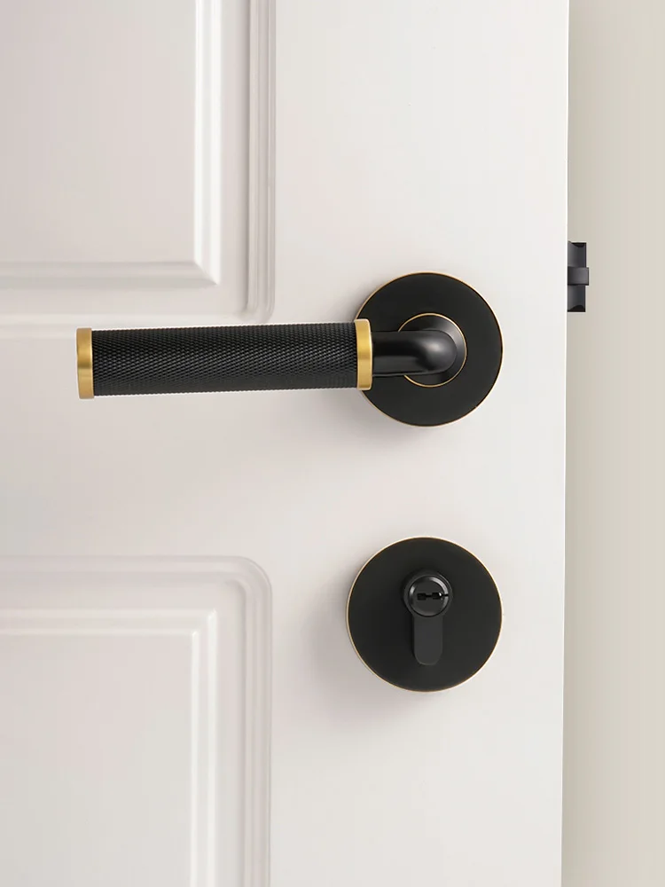 Dooroom Luxury Brass Knurled Door Handle Set Black Gold Modern Interior Bedroom Bathroom Dummy Knob Privacy Passage Locks
