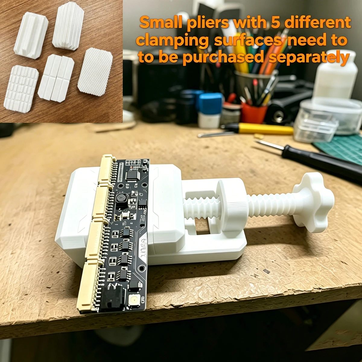 3D Printed Mini Vise, Desktop Precision Clamp, Mobile Phone Motherboard Repair Fixing Flat-Nose Pliers, Various Soft-Jaw Small Vise