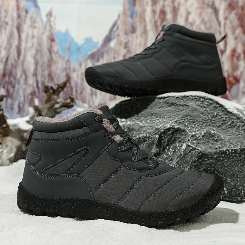Winter Men Thick Plush Warm Boots Men's Snow Boots Outdoor Breathable Comfy Waterproof Short Boot