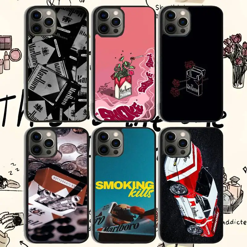

Cigarette M-Marlborough Phone Case 11-16 Series TPU Stylish Frosted Mirror Phone Cases, Non-Slip And Drop-Resistant