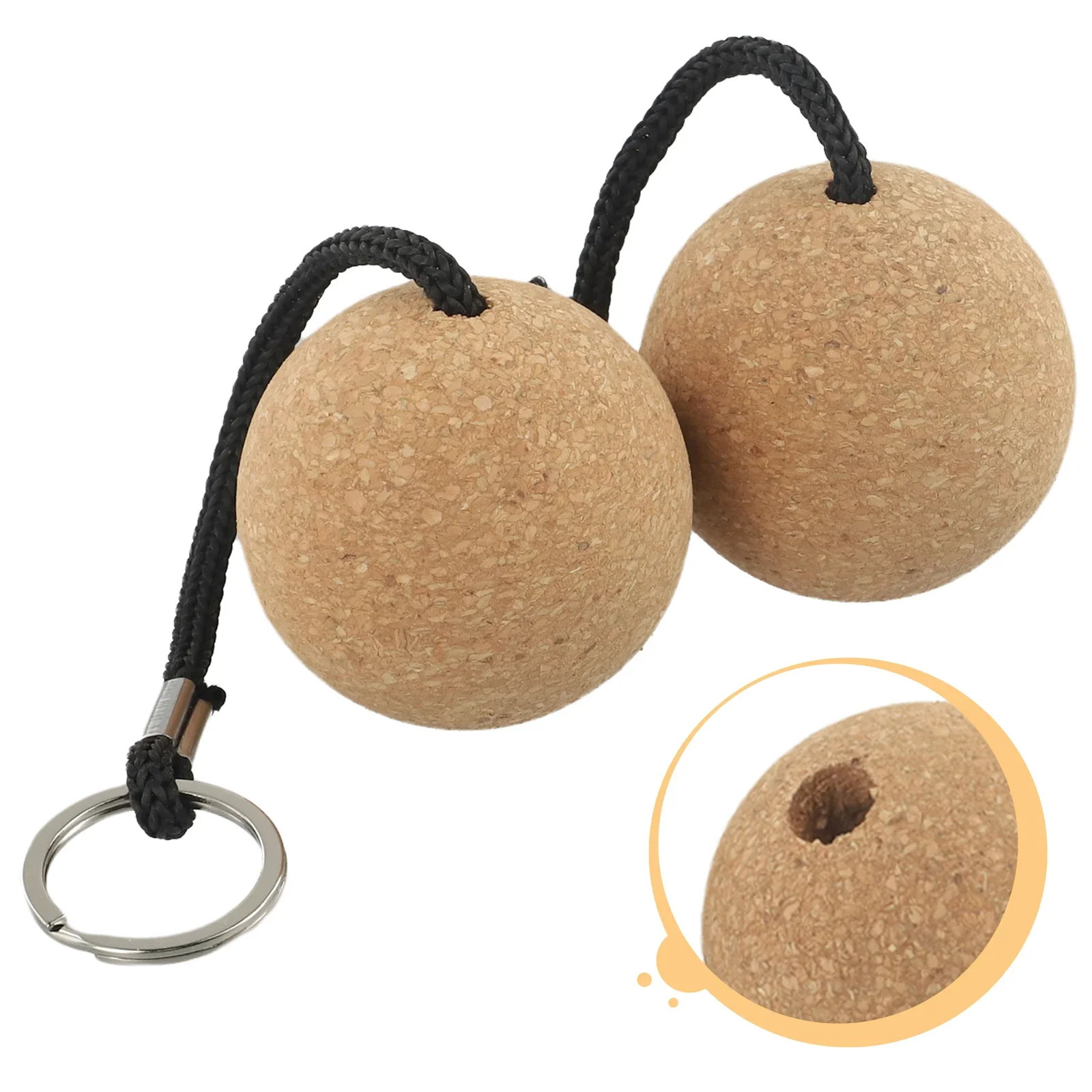 2 Stück 50 mm schwimmende Korkkugel-Schlüsselanhänger, Segelboot-Schwimmkörper, schwimmendes Seil, ultraleichter Holz-Schlüsselanhänger, Kajak-Zubehör – Detail 4
