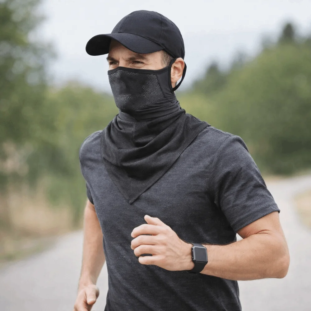 Breathable Net Face Cover Ice Silk Material Ear Hooks Design Ice Silk Scarf Extended Hem Triangular Shape Breathable Mask