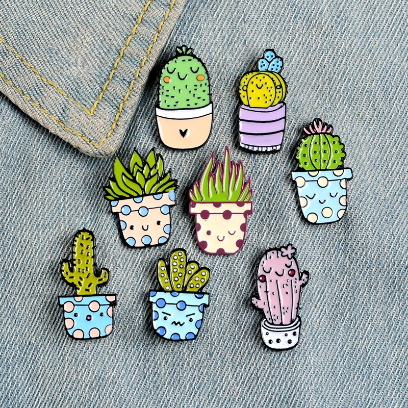 Cactus cactus balls succulent Enamel Pin Brooch Cartoon Women Men Denim Jackets Lapel Pins Backpack Badges Kids Fashion Jewelry