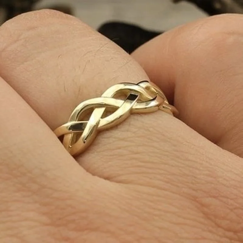 Anillo de ratán trenzado dorado para mujer, sortija única de ratán, regalo de boda, aniversario, Fiesta en la playa, joyería