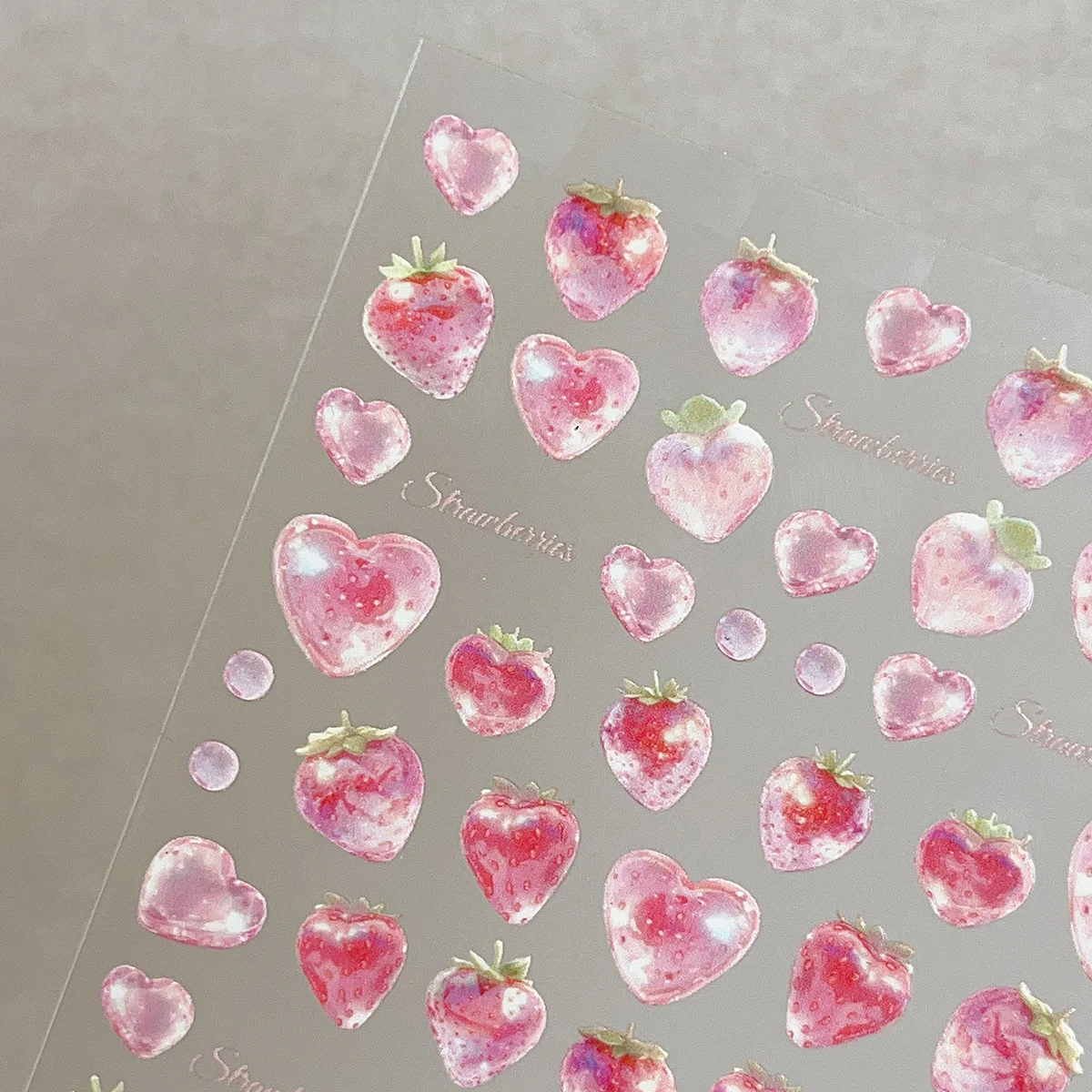 1 stuks nagelstickers jelly roze aardbei hart zoete luxe stijl met zelfklevende achterkant nail art stickers geschikt voor manicure