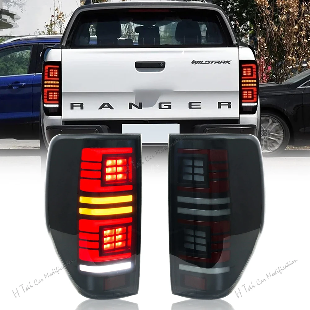 LED Tail Lights For Ford Ranger T6 T7 T8 Raptor 2012-2020 Rear Lamps Taillights Dynamic Turn Signal Car Tail Light Assemblies