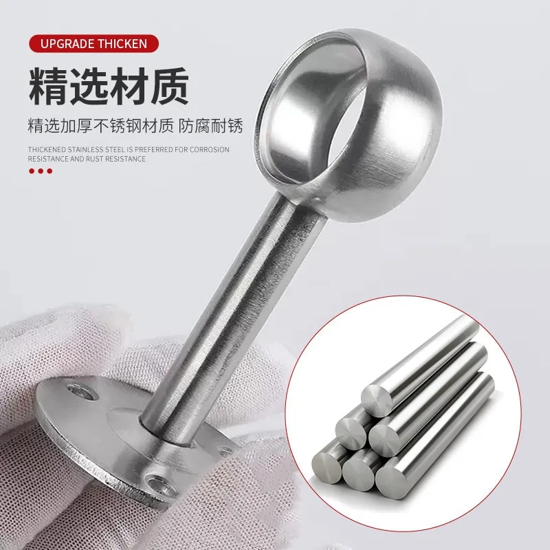 High Gloss Stainless Steel Round Pipe Flange Bracket, Wardrobe Clothes Rail Holder Towel Rod Mount Support Fixed Flange Fitting