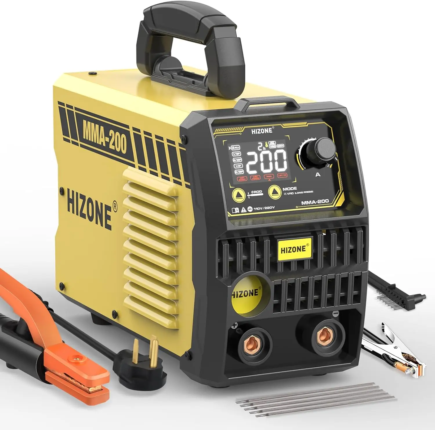 

200A Portable Welding Machine with LED Display, Hot Start & Safety Features for 3/16 Inch Rods