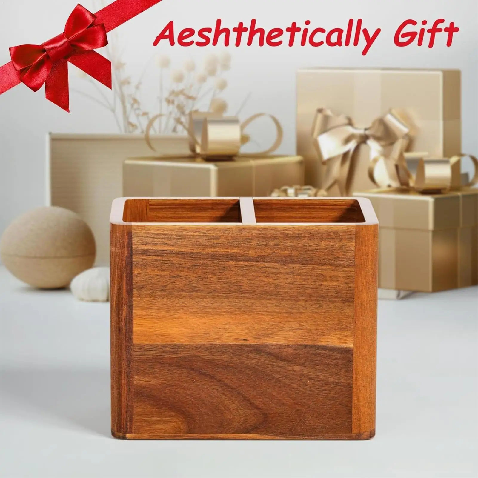 

Utensil Holder For Kitchen Counter Wooden Silverware Holder Divided Cutlery Rack For Home Apartment RV Party Christmas Country