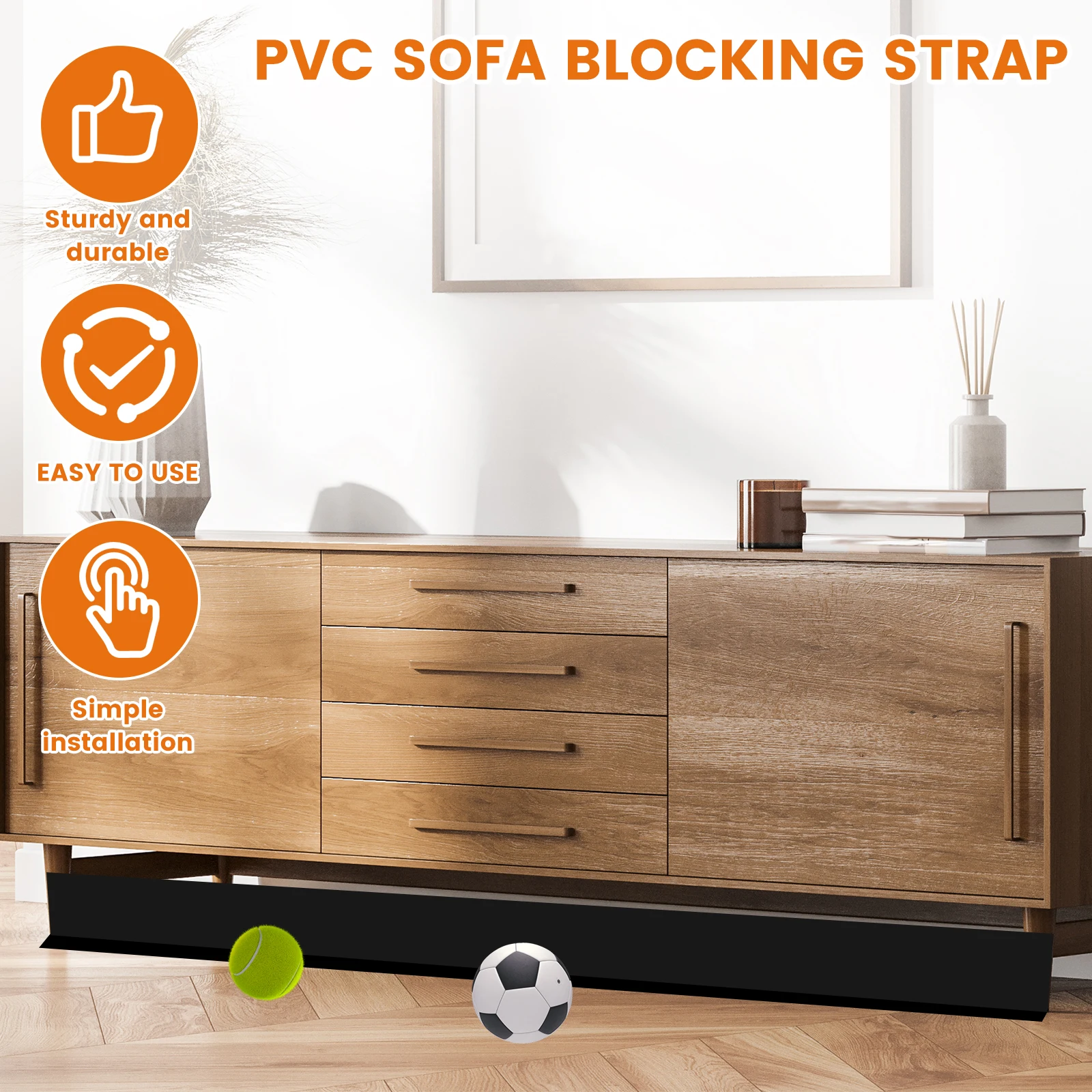 مانع تحت الأريكة من كلوريد البولي فينيل لتحت الأريكة ، أسود ، شفاف ، متعدد الأغراض ، مقطوع ، فجوة أريكة ، مصد ، سدادات ، 300x11cm