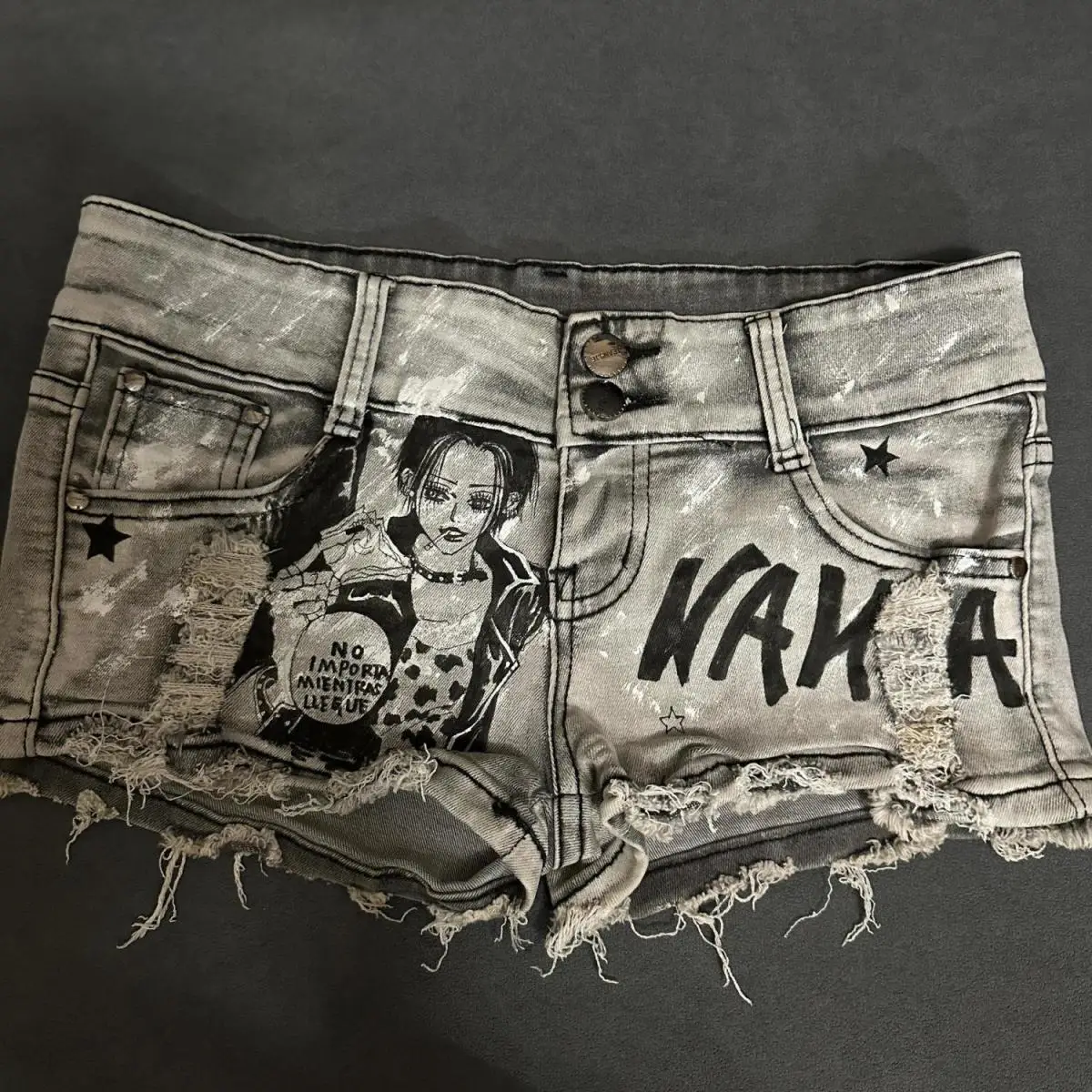 

Y2k Punk Shorts Vintage Streetwear Women Hole Emo Girl Gothic Hip Hop Low Waist Tassels Anime Pants Sexy Summer Hot Denim Short