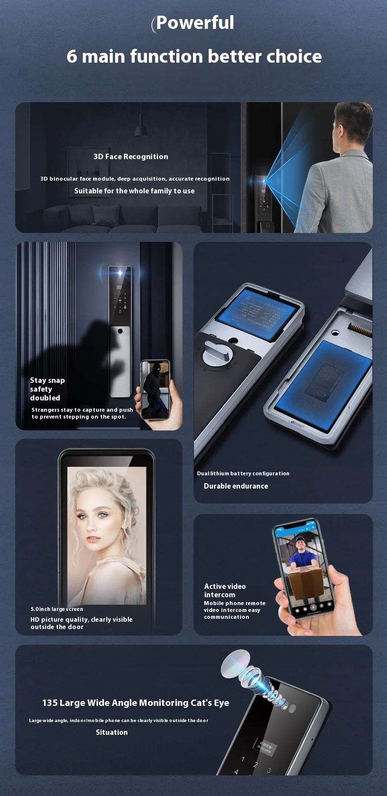 Manufacturer's WiFi Access Smart Lock 3D Face Palm Vein Recognition Real-Time Monitoring Remote Unlock Aluminum Alloy Cloud