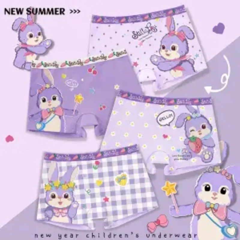 Disney Lotso Stellalou Linabell Girls' Cotton Boxer Briefs Medium and Large Children's Summer Shorts Thin Children's Underwear