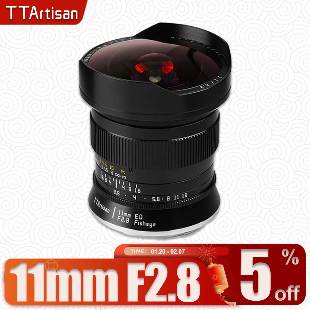 

TTArtisan 11mm F2.8 Full Frame MF Fisheye DSLR Camera Lens Photography for Canon EOS-1D X Mark III EOS 5D Nikon D6 D850 D780 F