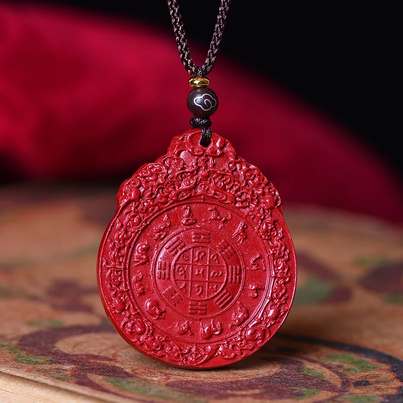 Miniatures Chinese Style Natural Red Organic Cinnabar Zodiac Pendant Necklace Lucky Amulet Jewelry Accessories Amulet Fengshui