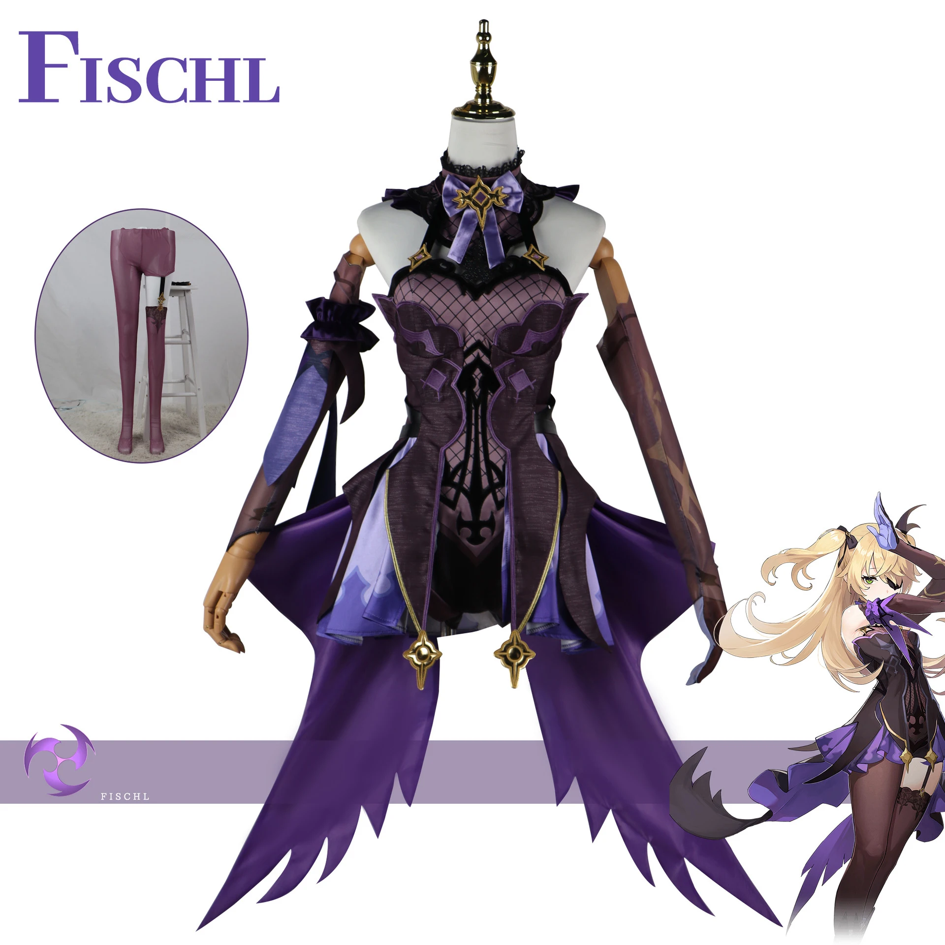 

Fischl Cosplay Game Genshin Impact Costume Halloween Cosplay Fischl Carnival Full Set Outfits Halloween Costumes for Women