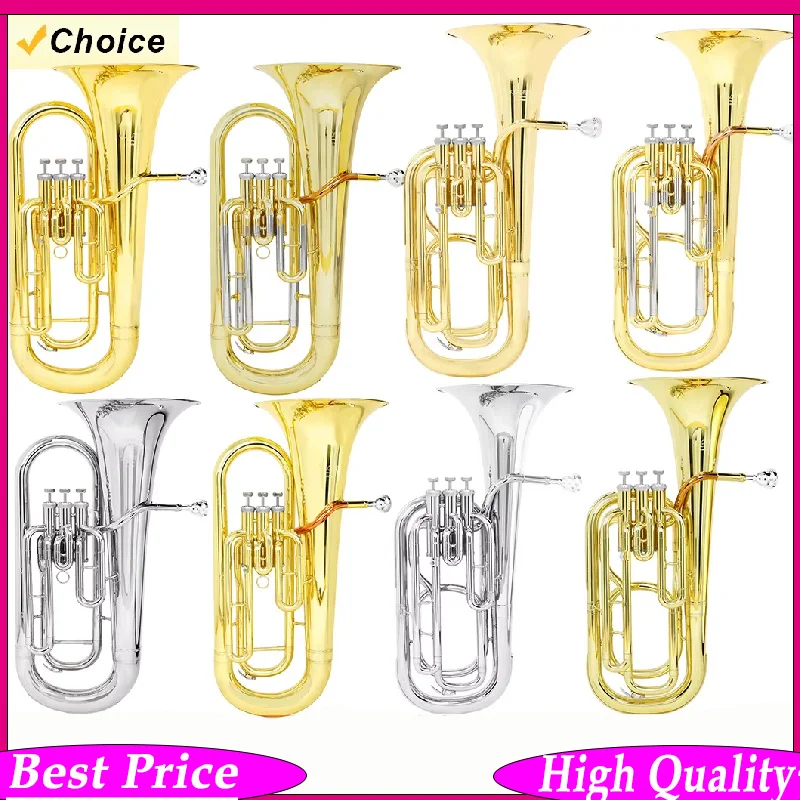 

SLADE Horn Bb Flat 3/4key Vertical Key Brass Body Tenor Horn Instrument Parts Accessories with Case Gloves Back Straps