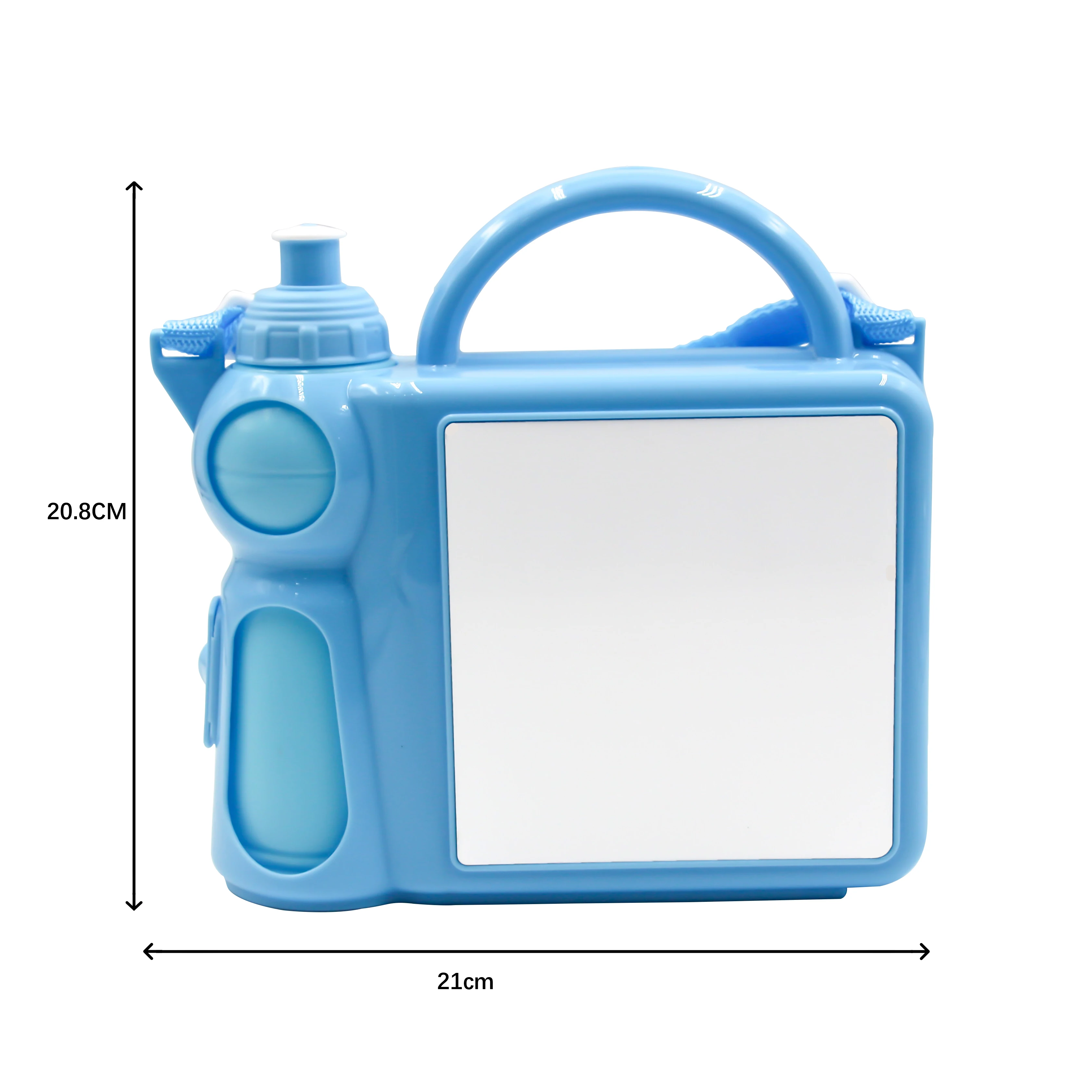 10pcs/lot Blue/Hot Pink Sublimation Blanks Plastic Lunch Box With Water Bottle For Custom School Student Kid Gifts