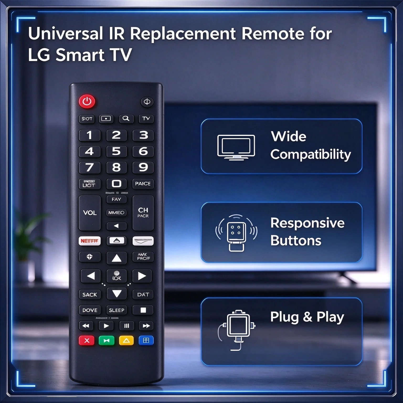 Universal IR Replacement Remote for LG Smart TV AKB75095307 AKB74915305 AKB76040302 UHD LED LCD OLED No Batteries Included