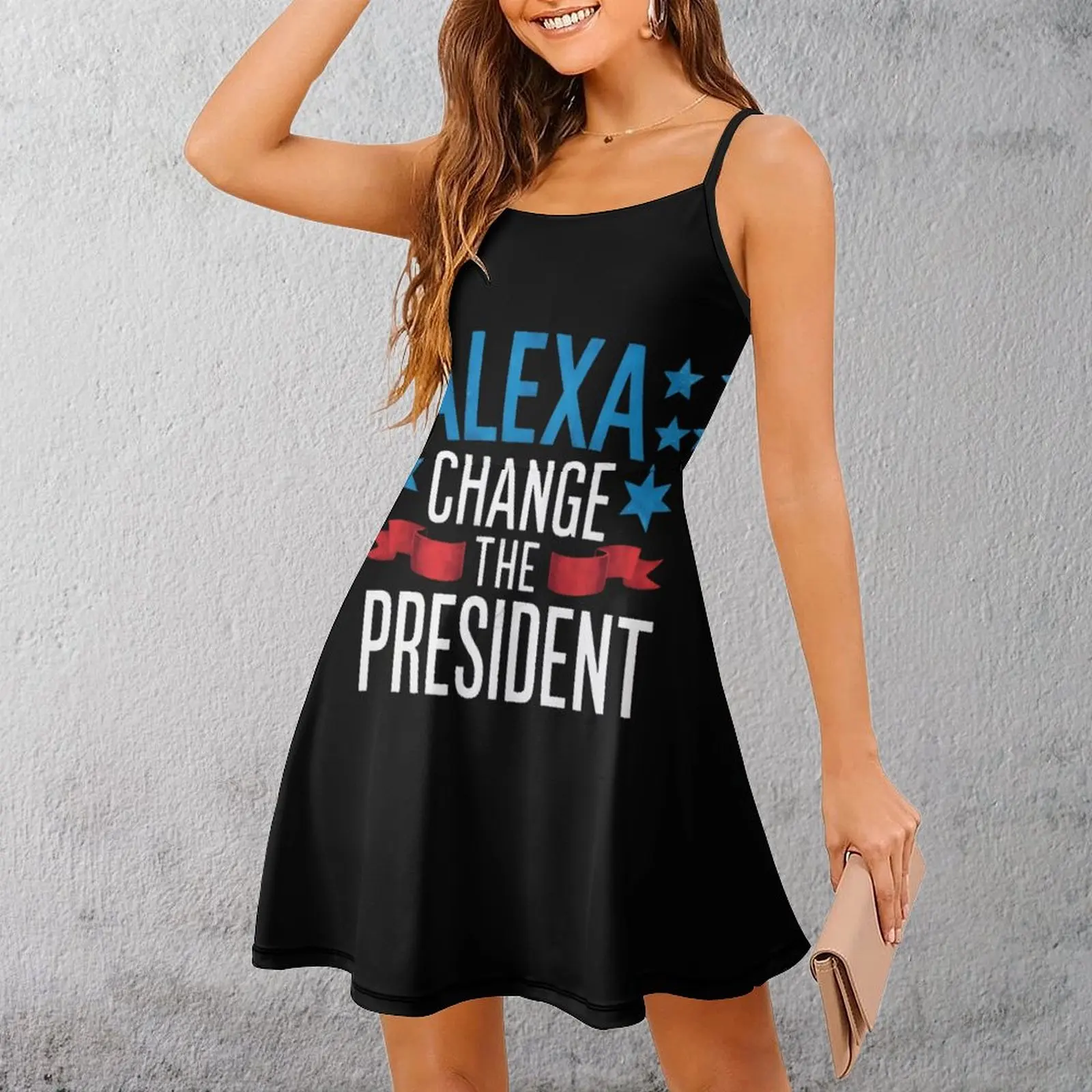 

Экзотическое платье-баннер президента Alexa, женское платье на бретельках с юмором и графикой, женская одежда для отпуска, платье премиум-класса