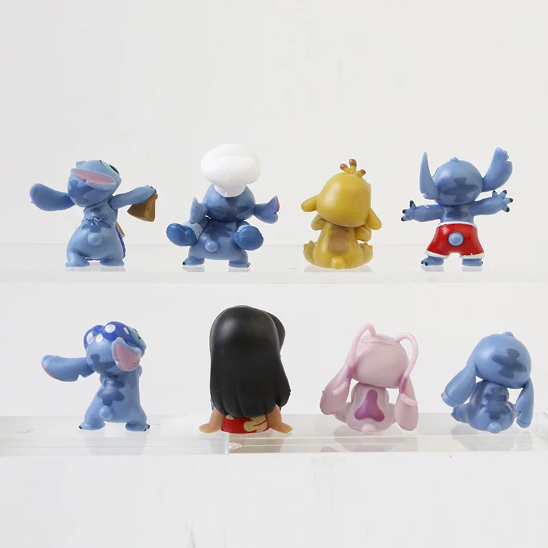 Stitch Anime Figure Cake Decor Desktop Ornament Lilo&Stitch Angel PVC Model Toy Doll Party Supplies Gift  8pcs/set