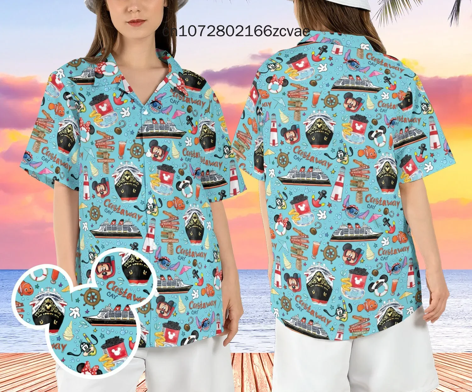 Where Dreams Come True Disneyland Hawaiian Shirts Men's and Women's Button Mickey Hawaiian Shirts Casual Fashion Street Shirts