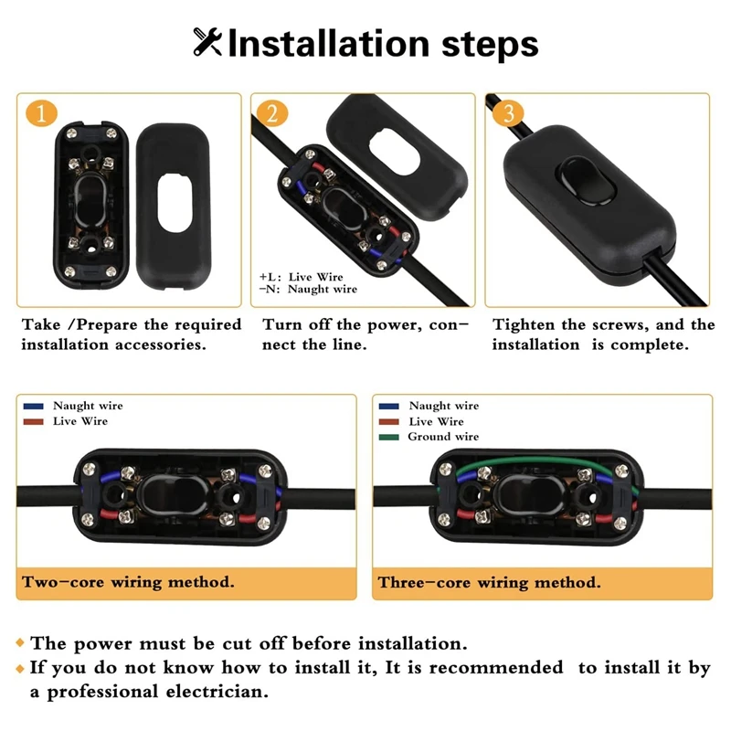 RISE-5Pcs 인라인 스위치 어뢰 스위치, 6 Amp 램프 스위치, 인라인 로커, AC 250V 교체 인라인 코드 스위치