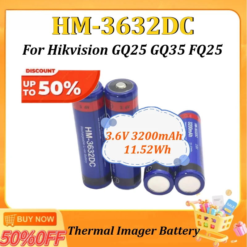 

3.6V 3200mAh 11.52Wh HM-3632DC for Hikvision FQ25 GQ25 GQ35 Thermal Imaging Search Devices Battery Rechargeable Lithium Battery
