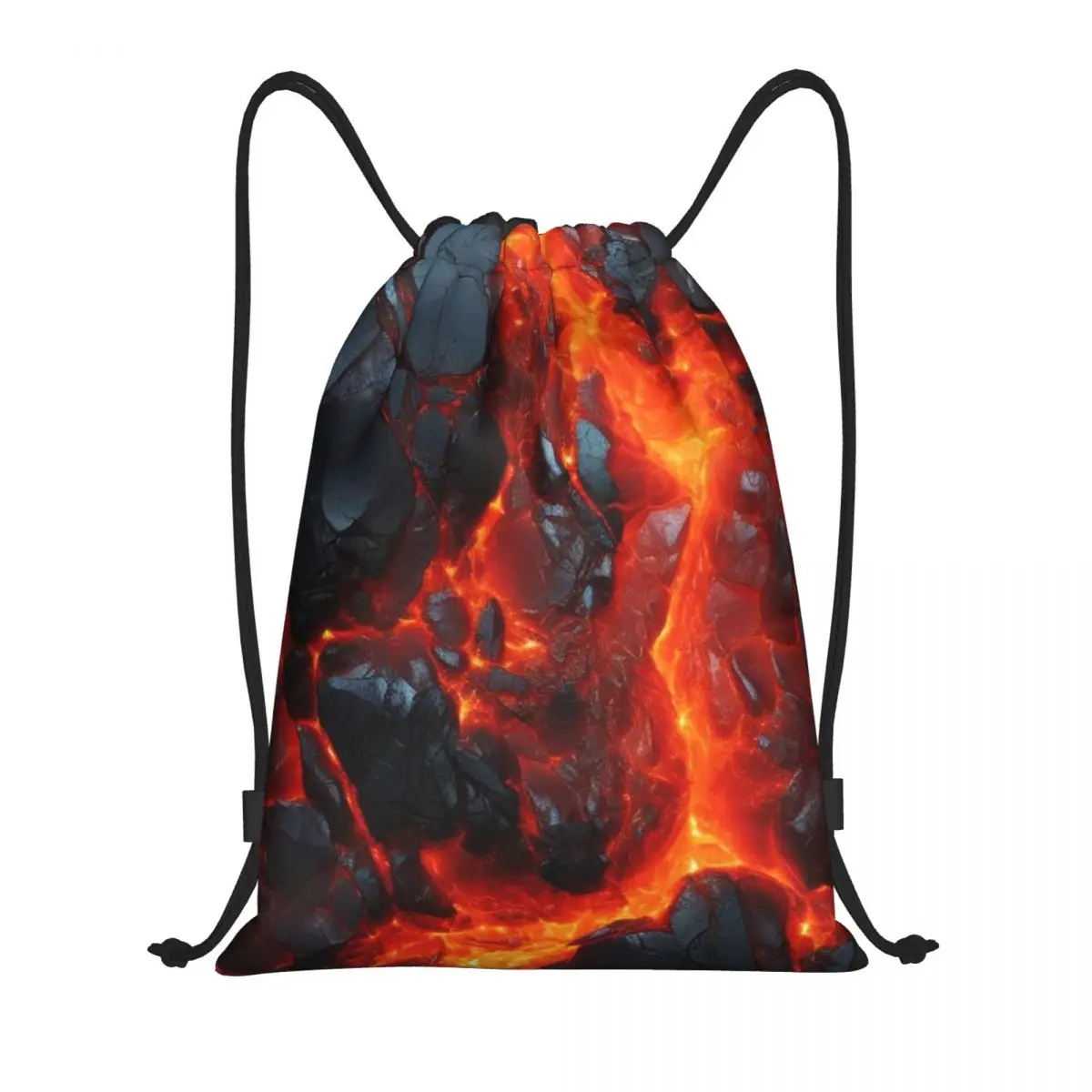 

Magma Volcano Lava Fire Backpacks Casual Drawstring Bundle Pocket Shoes Bag Book Bags for Travel Students