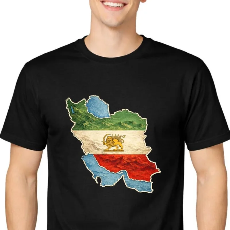 Iran Map T-Shirt Persian Heritage Graphic Tee Caspian Sea & Persian Gulf Design Printed Shirt Iranian Culture Men Women Tops
