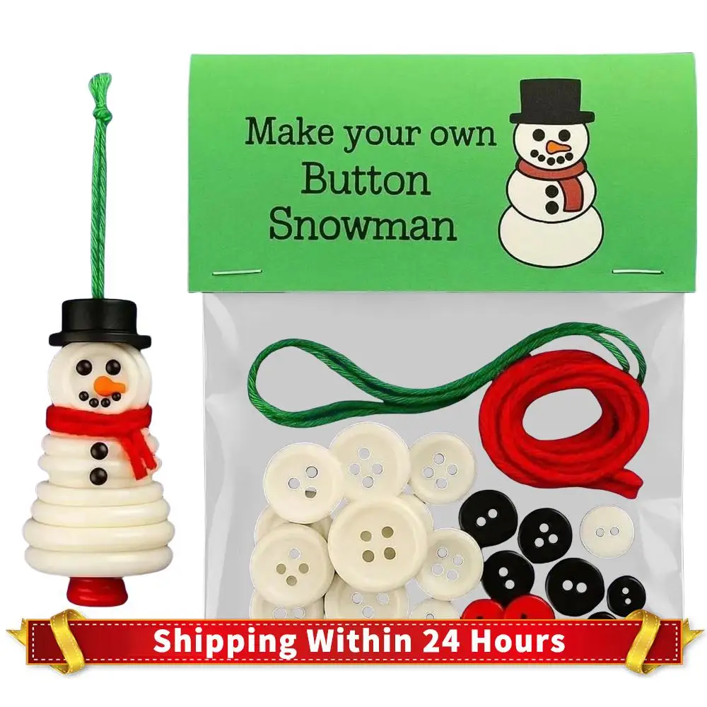 

DIY Button Snowman Ornament Kit Reusable Fun Christmas Button Making Set Home Window Ornaments for Holiday Stocking Filler